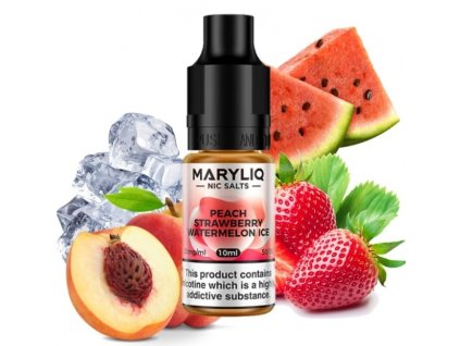 Maryliq Salt  Peach Strawberry Watermelon Ice 10 ml (Nikotín: 20 mg, Objem 10 ml, Príchuť ovocná)
