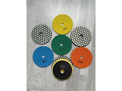 Diamantové lešticí kotouče – sada 7 ks + adaptér