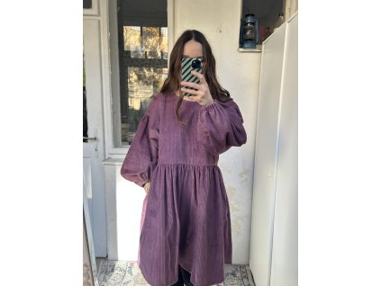 Mauve oversized šaty z teplého manšestru
