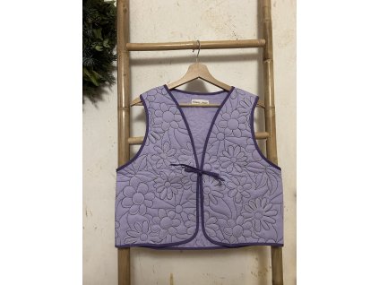 Fialková vestička s květinami s jednou mašlí