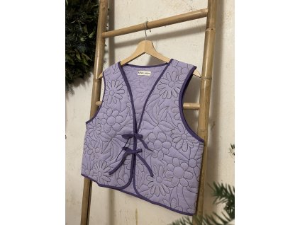 Fialková vesta květinová se dvěma mašlema