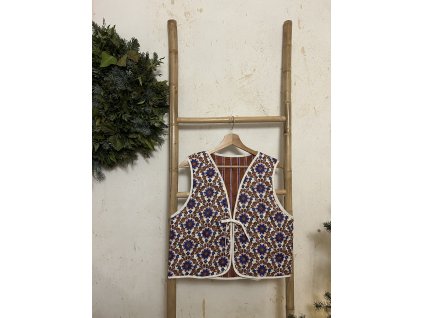 Modro smetanová vzorovaná vestička