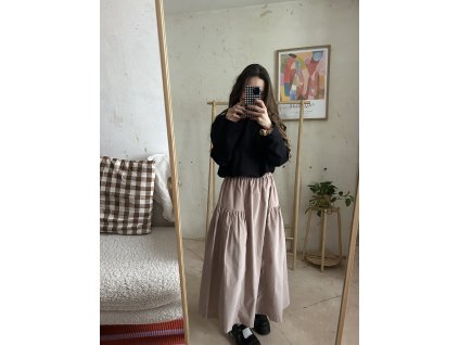 Béžovo starorůžová sukně z jemného manšestru