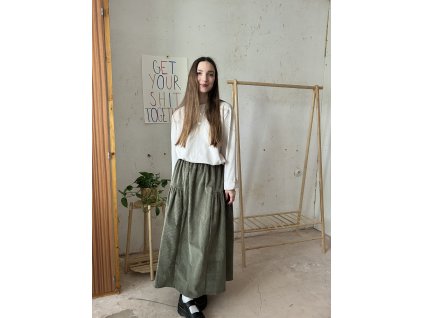 Zelená sukně z manšestru