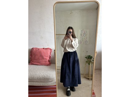 Tmavě modrá sukně z manšestru