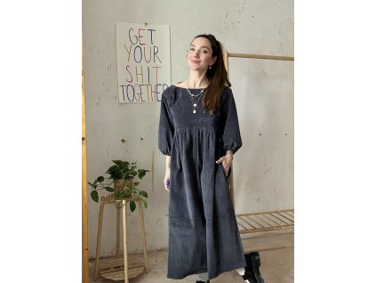 Antracitové manšestrové šaty