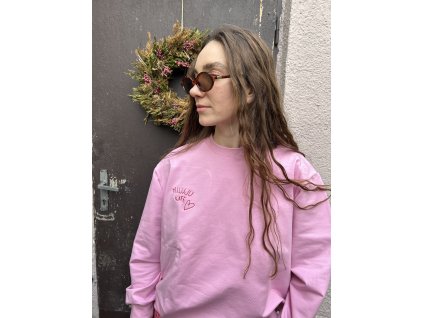 Růžová mikina MILUJU KAFE