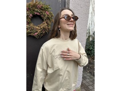 Béžová mikina MILUJU KAFE