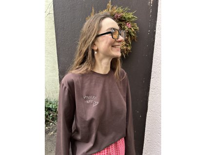 Hnědé tričko MILUJU KAFE