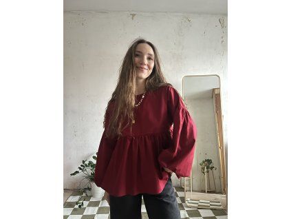 Bordó halenka s dlouhým rukávem
