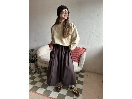 Hnědá popelínová sukně