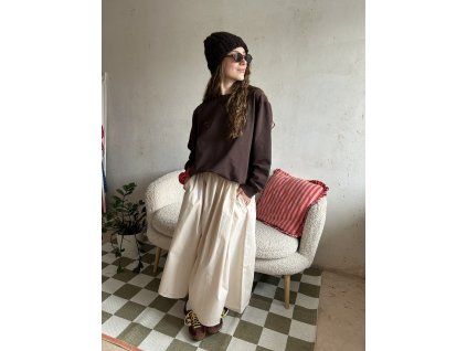 Světle béžová popelínová sukně