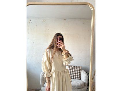 Natur šaty s mašlemi