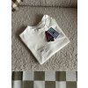 Off white tričko s hnědou výšivkou MILUJU KAFE