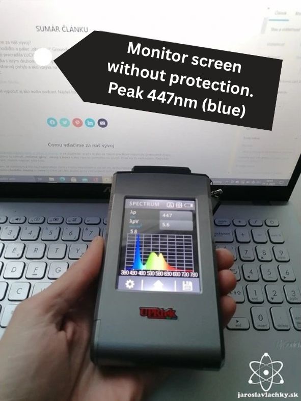 Screen light spectrum compared with natural sunlight