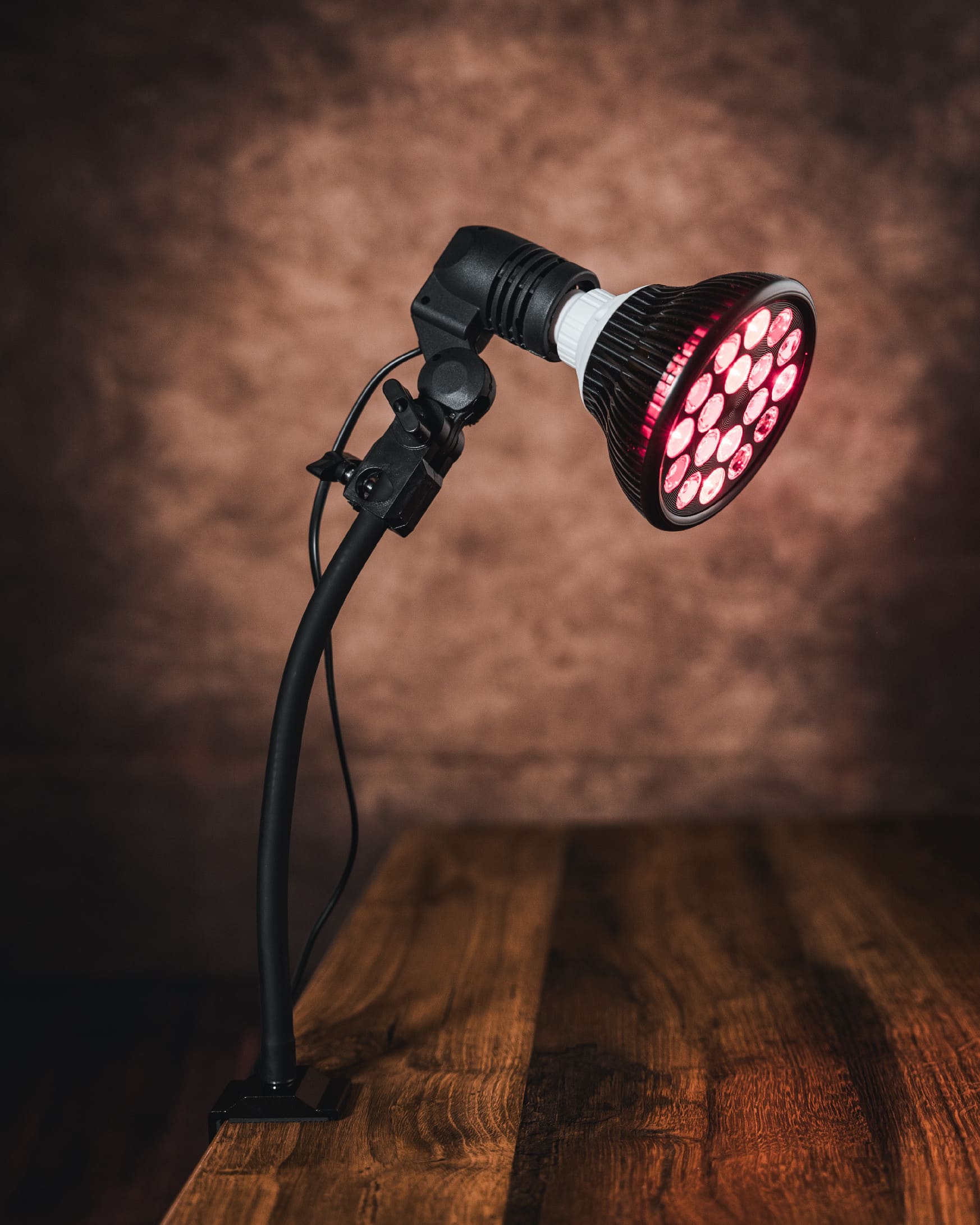 LED therapy bulb Mitochondriak for red light therapy in a desk lamp
