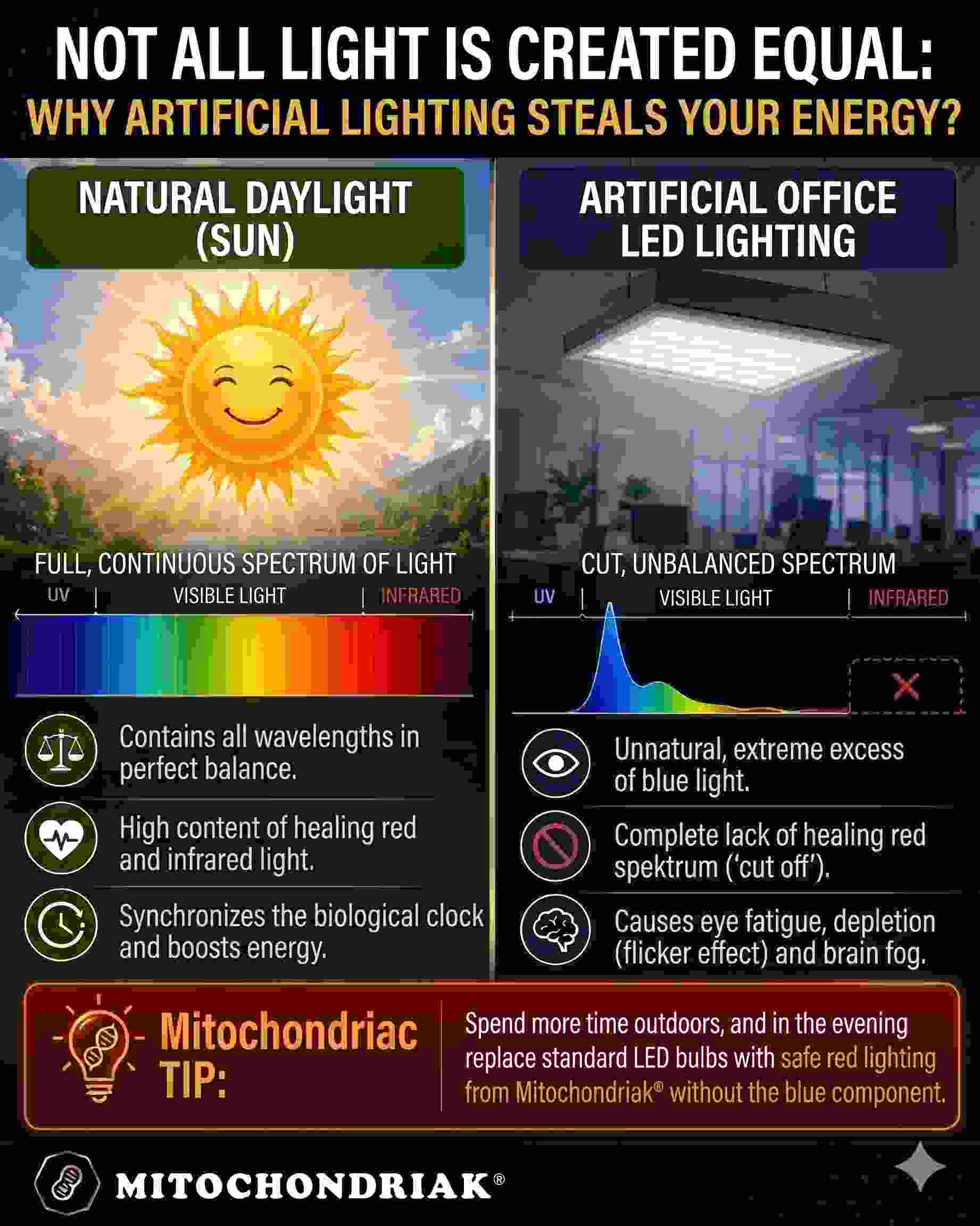incandescent light spectrum versus artificial LED light