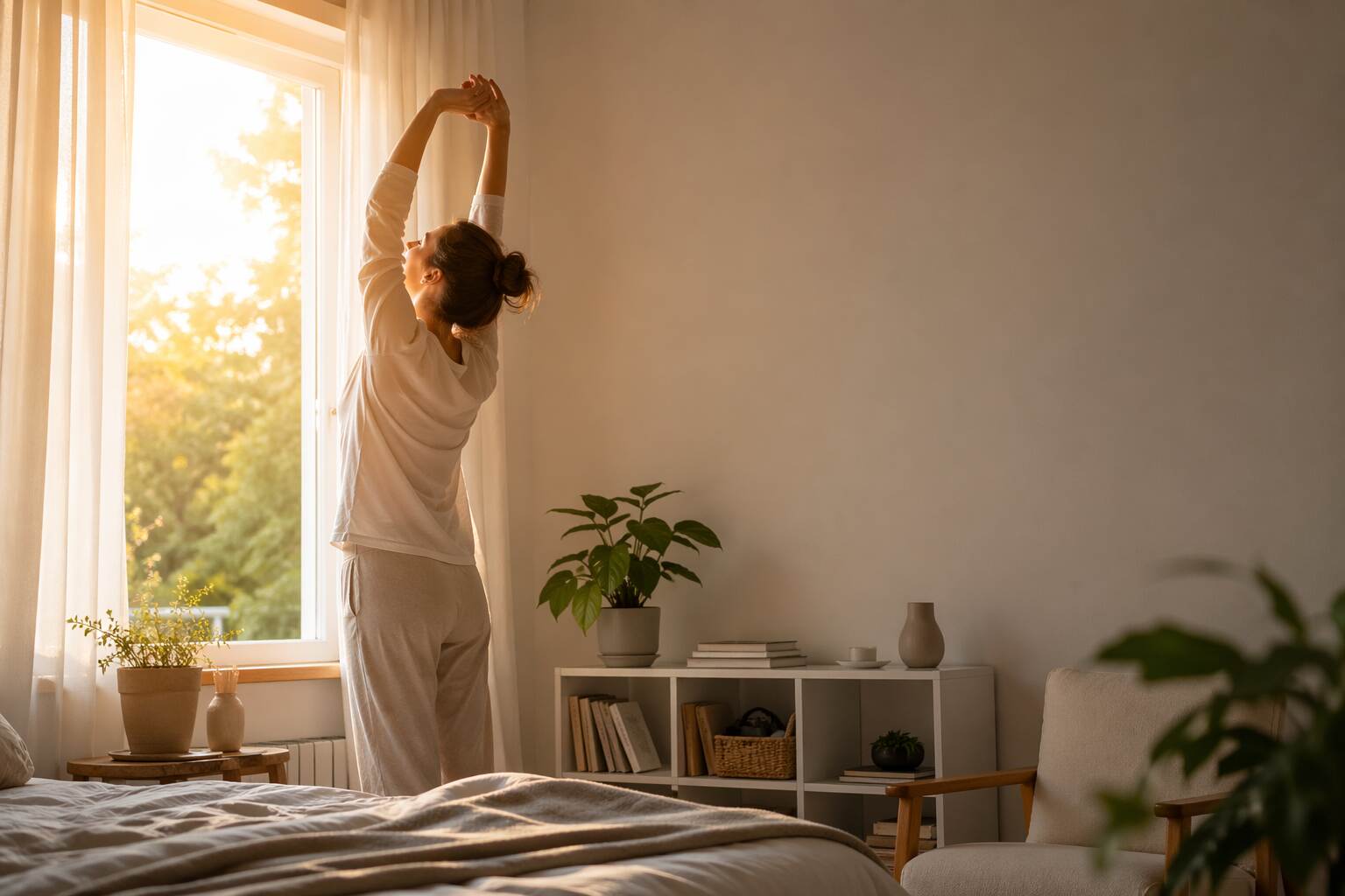 Morning sunrise in nature, early light and circadian rhythm in summer