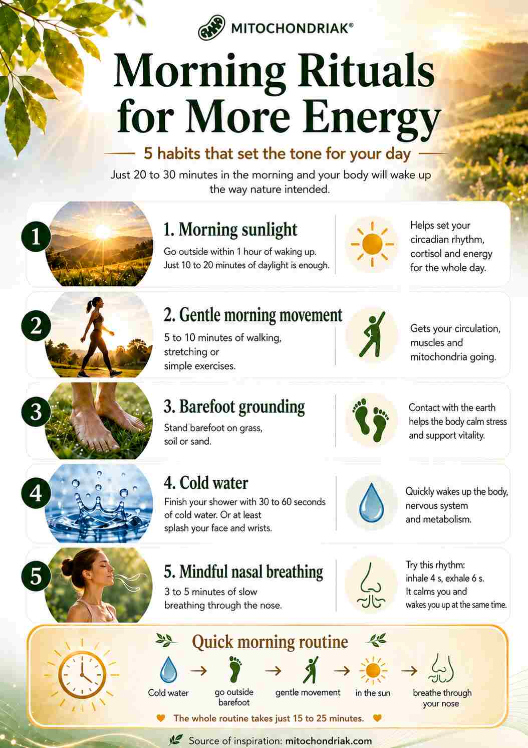 Morning rituals infographic to ease weather sensitivity and boost energy