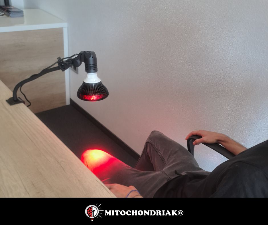 Red light lamp on knee for weather and joint pain