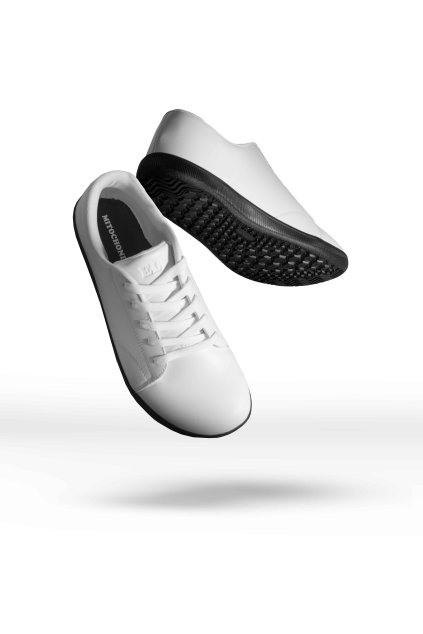 Uzemnená barefoot obuv Mitochondriak® BIELA biele pozadie (2)