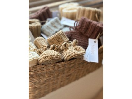 Ušaté Merino papučky 0-6m