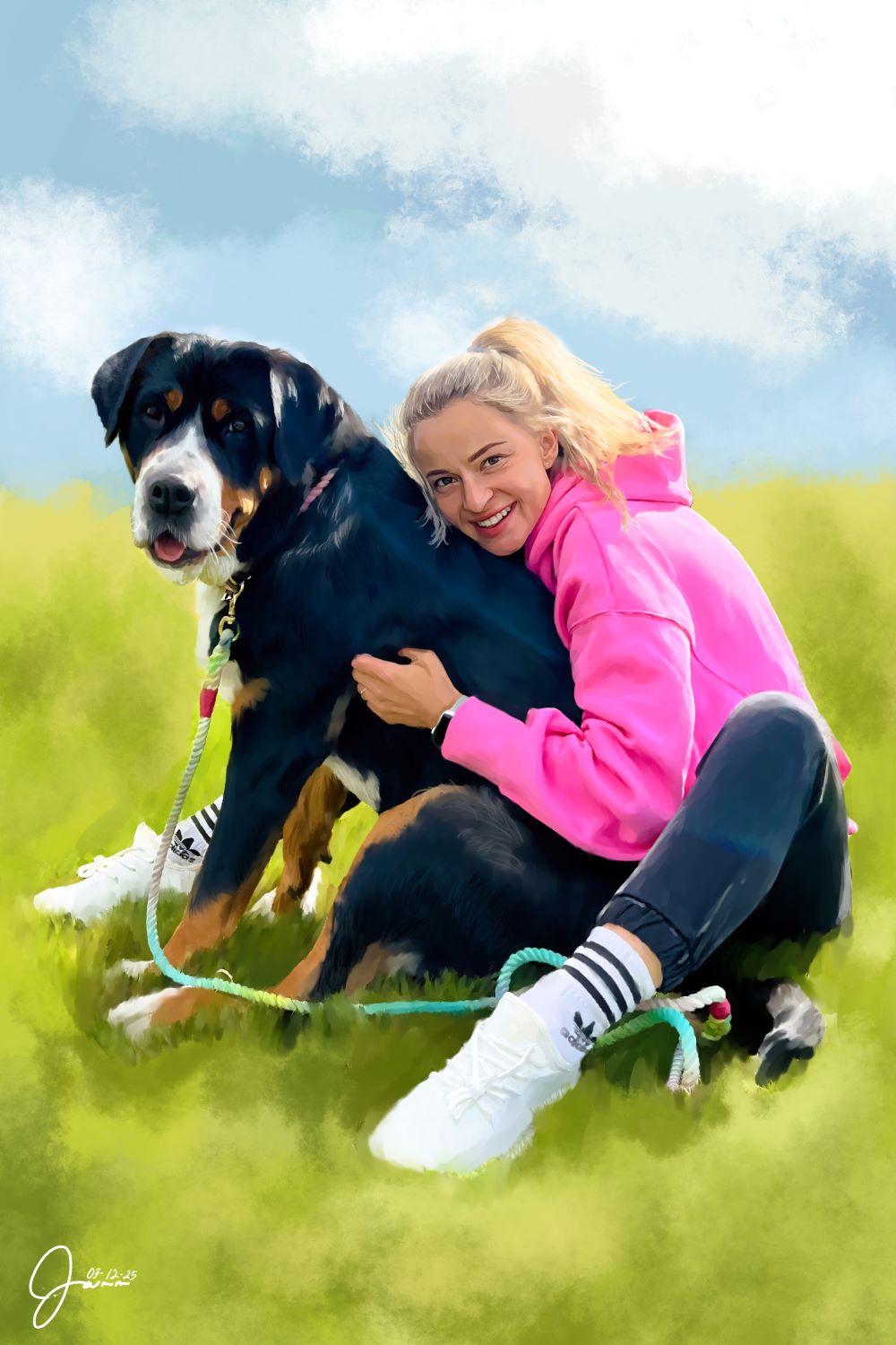 Ručně malovaný portrét jako vánoční dárek