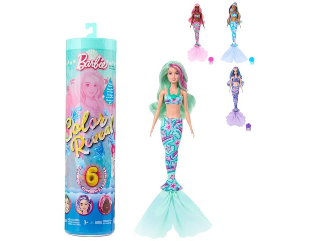 MATTEL BRB Panenka Barbie mořská panna Color Reveal 6 překvapení