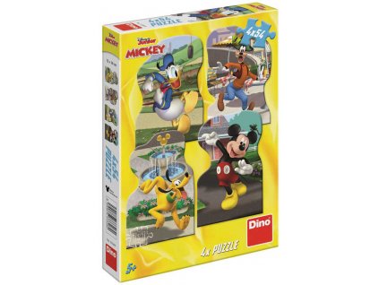 DINO Puzzle Mickey Mouse ve městě 4x54 dílků 13x19cm skládačka v krabici