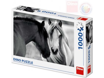 DINO Puzzle 1000 dílků Černobílí koně 66x47cm skládačka v krabici
