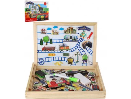 Tabule magnetická Chuggington set s magnety a křídami 2v1