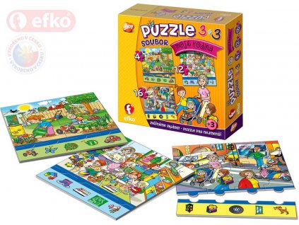 EFKO Puzzle baby Moje rodina skládačka 3v1 set 32 dílků 15x15cm v krabici