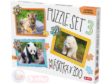 EFKO Puzzle 3v1 Mláďátka v ZOO skládačka foto 21x15cm