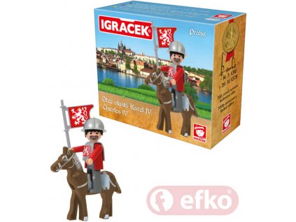 EFKO IGRÁČEK Karel IV. Praha set s koněm a doplňky v krabičce STAVEBNICE