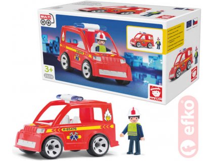 EFKO IGRÁČEK Hasičské auto set s hasičem a doplňky v krabičce STAVEBNICE