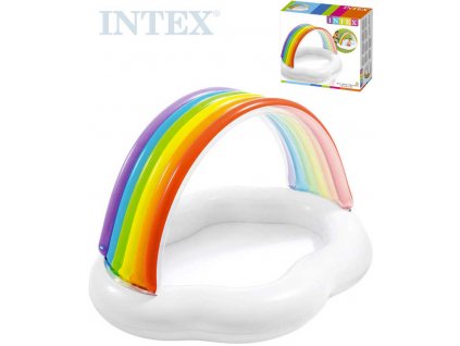 INTEX Baby bazének duhová stříška 142x119x84cm brouzdaliště obláček 57141