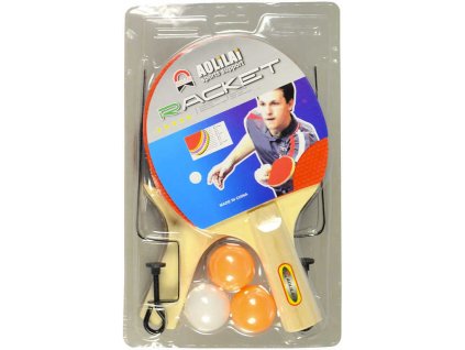 Pinpongový set pálka 2ks + míček 3ks s úchyty na síť na stolní tenis