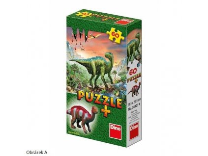 DINO Puzzle 60 dílků Dinosauři 6 druhů + figurka dinosaura