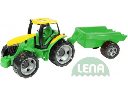 LENA Traktor plastový zelený set s přívěsem 94cm v krabici