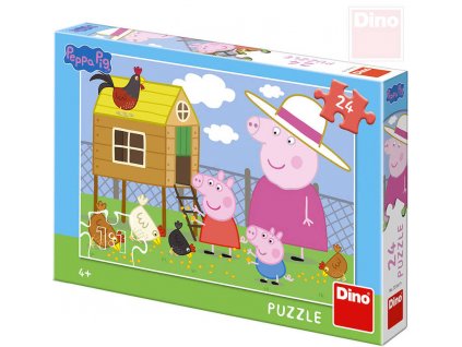 DINO Puzzle 24 dílků Peppa Pig Slepičky 26x18cm skládačka v krabici
