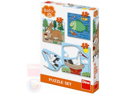 DINO Baby puzzle Kde žijí zvířátka 18x18cm skládačka 3v1 velké dílky