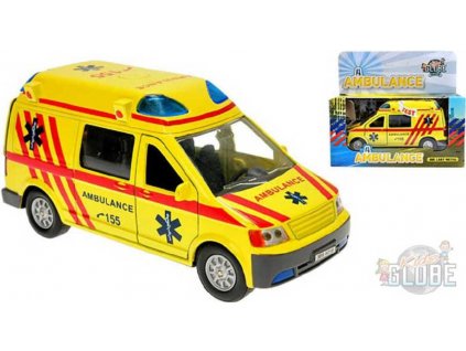 KIDS GLOBE Ambulance auto kovové 14 cm PB sanitka se zvukem a světlem