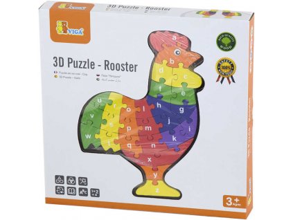 3D puzzle skládačka naučná kohout s písmenky s abecedou