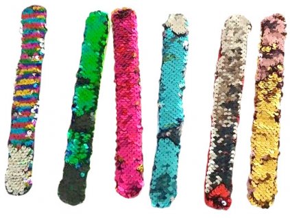 PLYŠ Náramek Lolli Popz s rolující páskou plyšový 22x3cm s flitry různé barvy