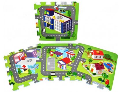 Měkké bloky Město 9ks pěnový koberec baby puzzle podložka na zem