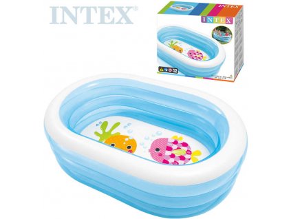 INTEX Bazén dětský nafukovací ovál 163x107x46cm s rybičkami 57482