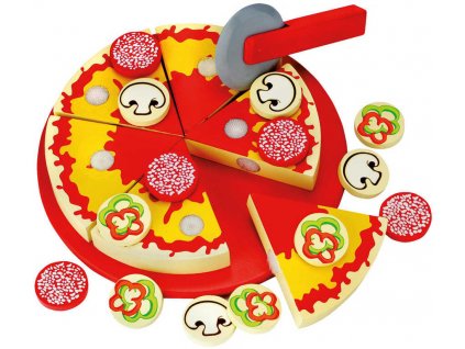 BINO DŘEVO Pizza krájecí set s nožíkem na suchý zip 32 dílků