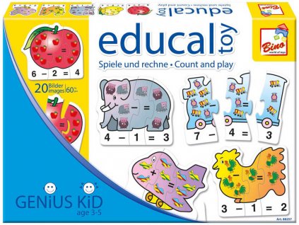 BINO Puzzle Hraj si a počítej skládačka edukativní velké dílky 6v1