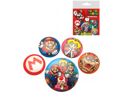 Odznaky kulaté Super Mario 2,5-4cm set 4ks