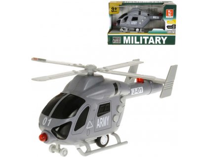Army helikoptéra plastová na baterie vojenský vrtulník Světlo Zvuk v krabici